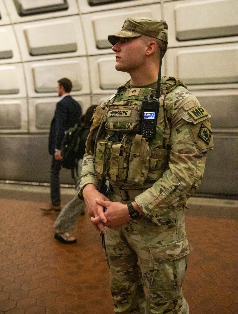 MS Guard Soldier Patrols the Washington Metro