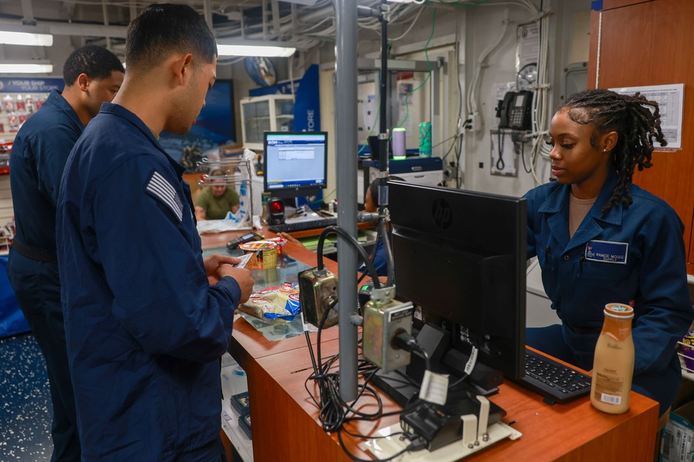 USS Iwo Jima Sailors Utilize Ship Store