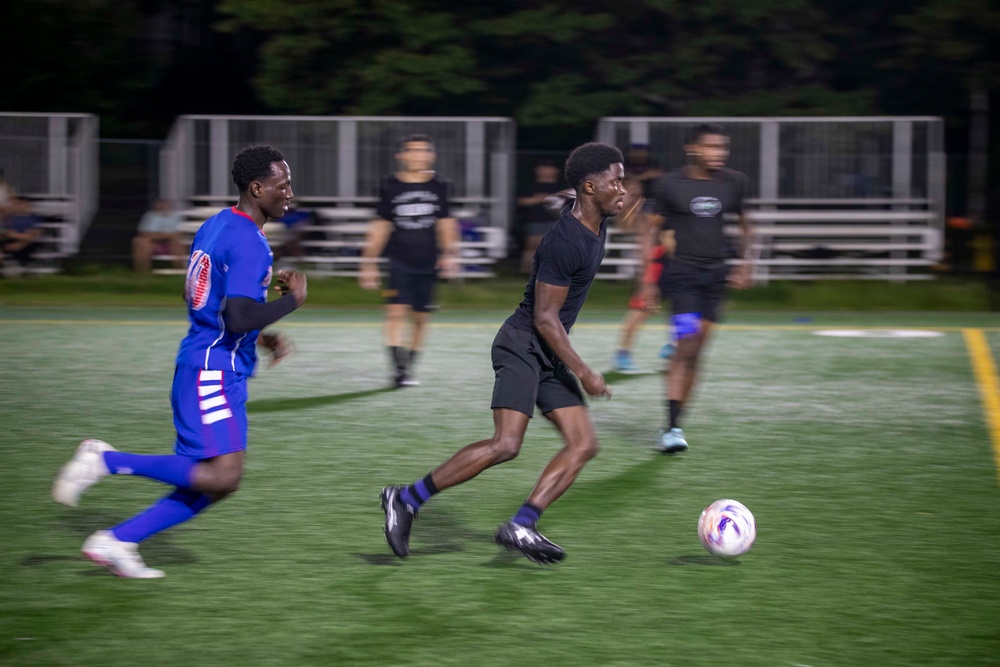 Tripoli Competes Against the USS America in a Soccer Game