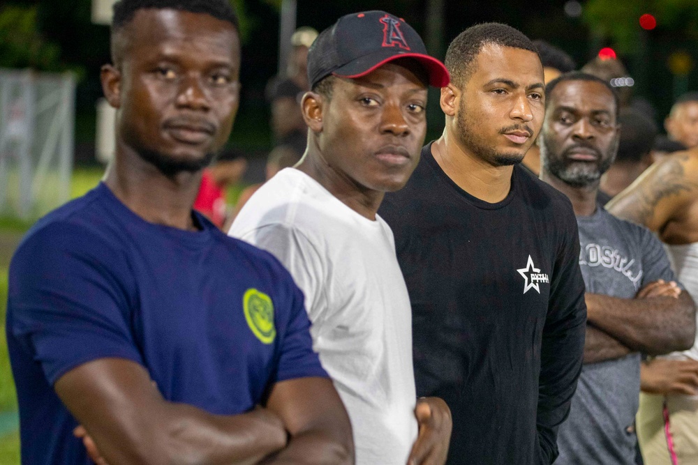 Tripoli Competes Against the USS America in a Soccer Game