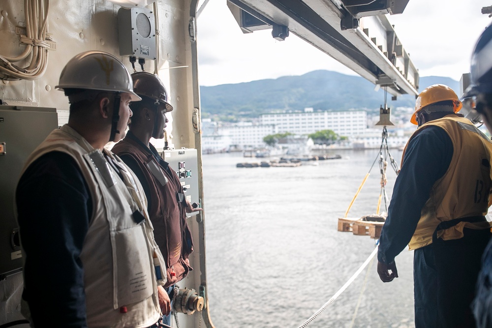 Tripoli Sailors Alongside Cargo Transfer Training