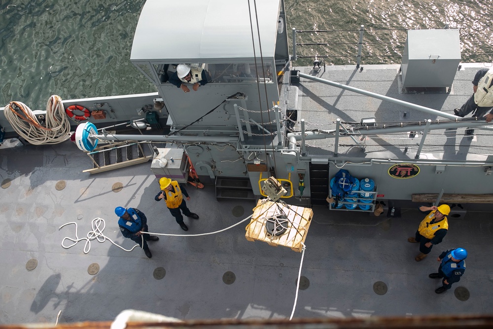 Tripoli Sailors Alongside Cargo Transfer Training