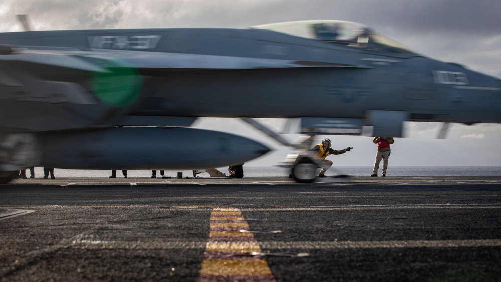 USS Gerald R. Ford (CVN 78) Sailor Launches Jet