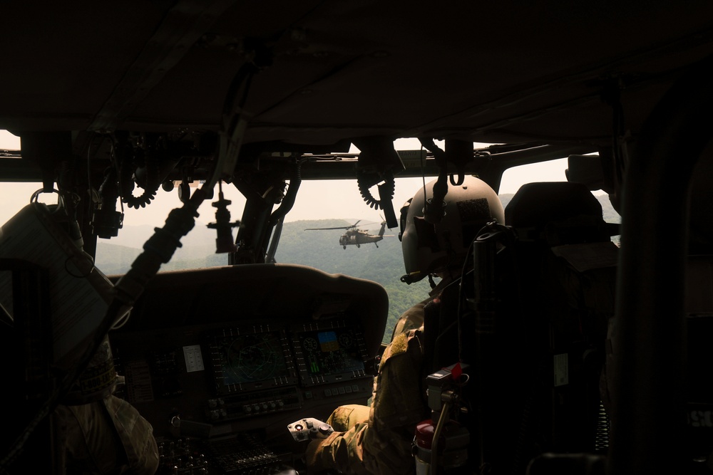Washington Army National Guard UH-60 Blackhawks conduct first flight in Thailand.
