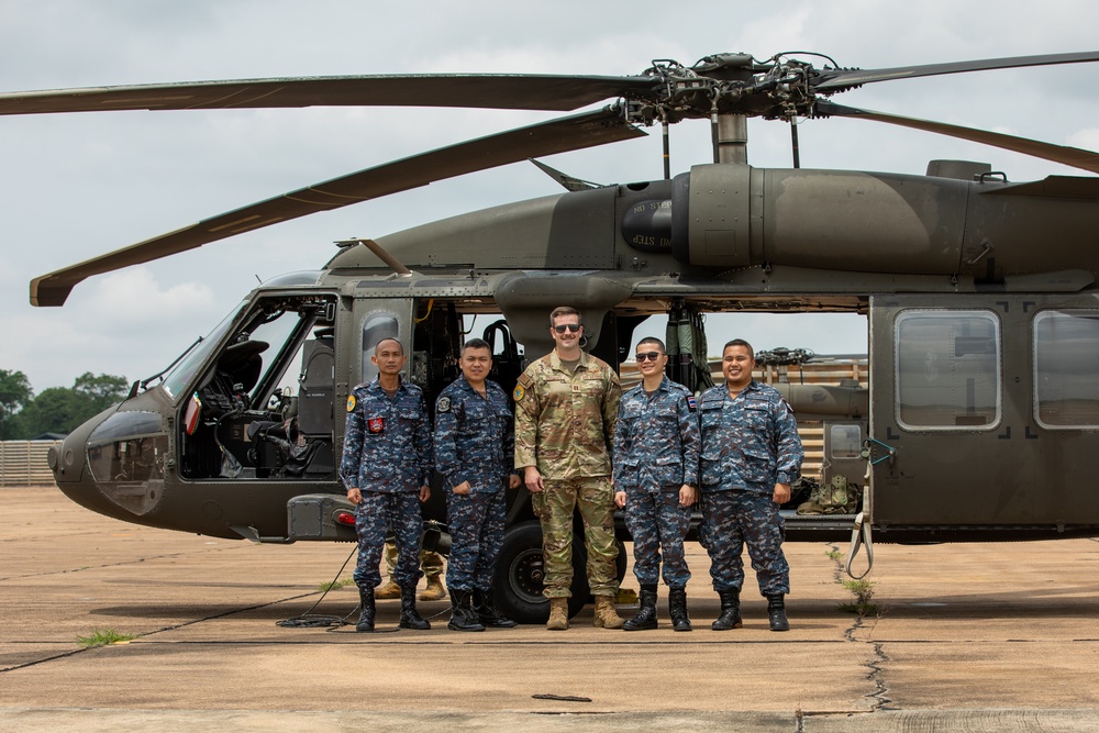 Washington Army National Guard UH-60 Blackhawks conduct first flight in Thailand.