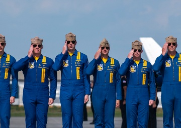 Blue Angels return from aerial performance during the Columbus Air Show