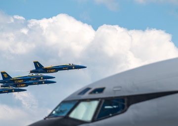 Blue Angels return from aerial performance during the Columbus Air Show