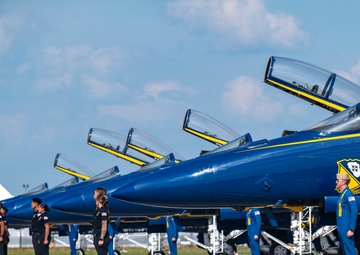 Blue Angels return from aerial performance during the Columbus Air Show