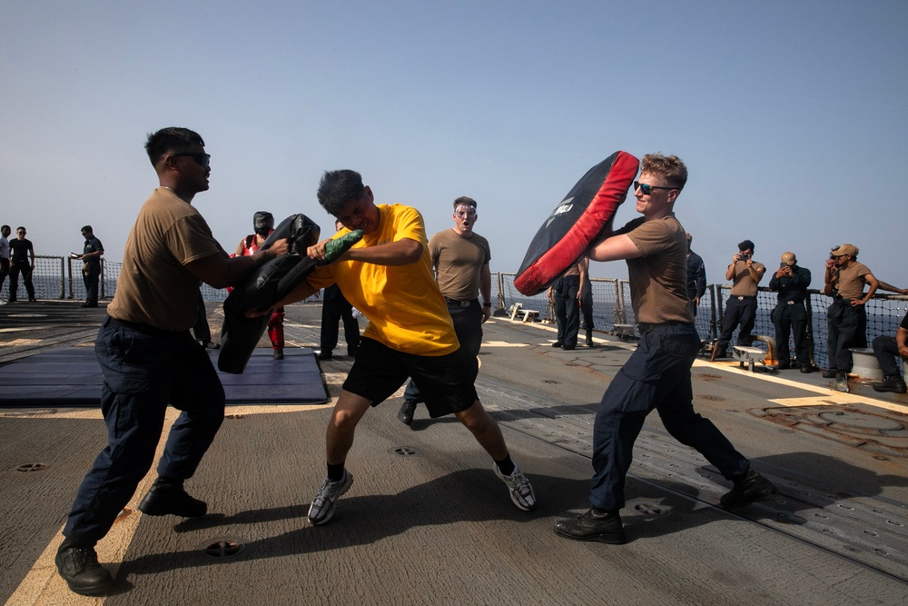 USS Wayne E. Meyer conducts operations in the U.S. Central Command area of responsibility as part of the Nimitz Carrier Strike Group