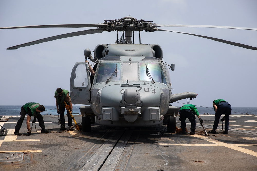 USS Wayne E. Meyer conducts operations in the U.S. Central Command area of responsibility as part of the Nimitz Carrier Strike Group