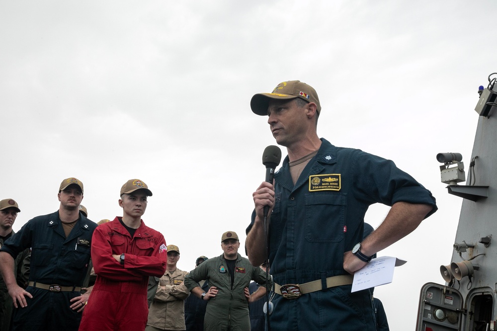 USS Wayne E. Meyer conducts operations in the U.S. Central Command area of responsibility as part of the Nimitz Carrier Strike Group