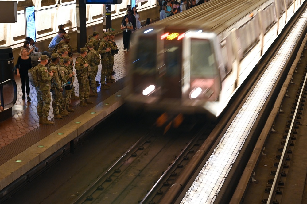 South Carolina National Guard Soldiers patrol Metro Center