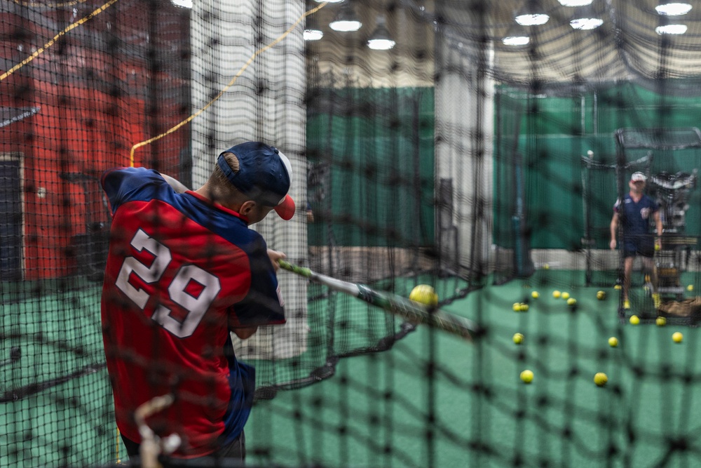 U.S. Marine Corps Base Quantico Softball Team Conducts Batting Practice at Washington Nationals Park Stadium
