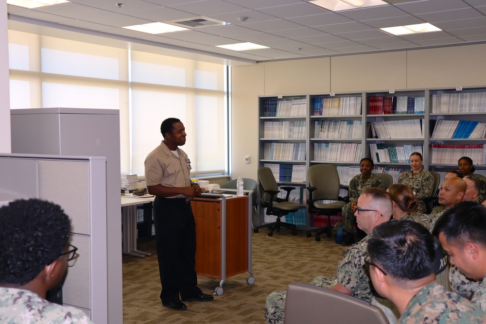 Local hero corpsman speaks to NMRTC Camp Pendleton Sailors