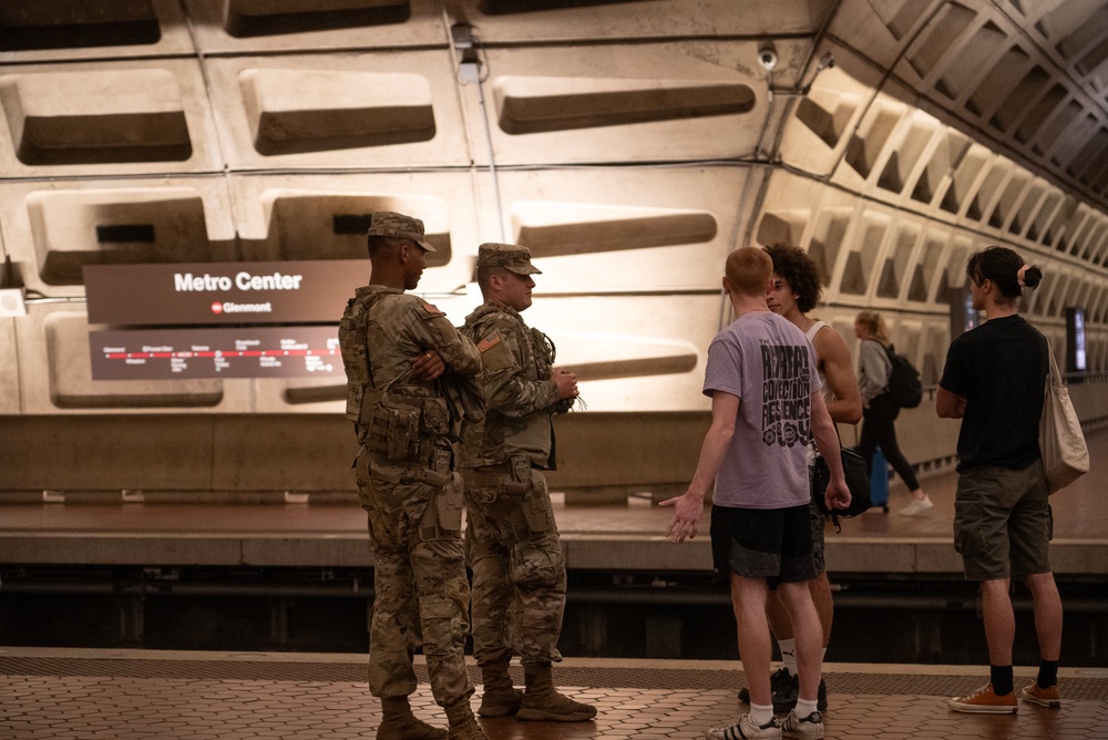 South Carolina National Guard Soldiers patrol Metro Center