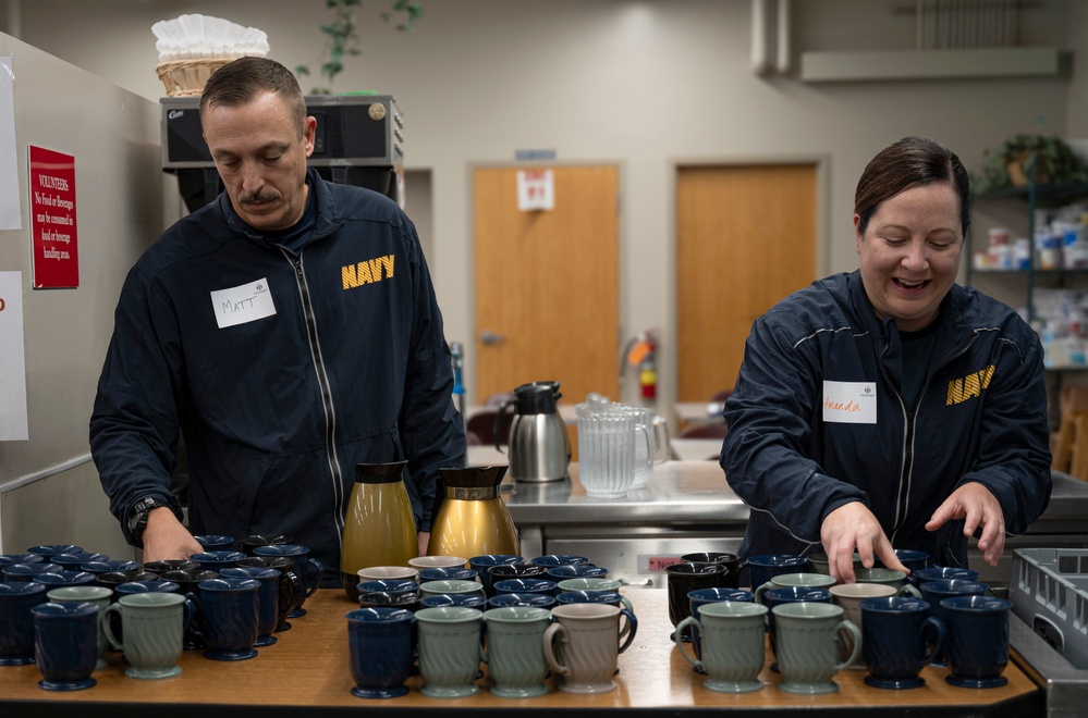 Sailors Serve Breakfast at The Banquet During Sioux Falls Navy Week