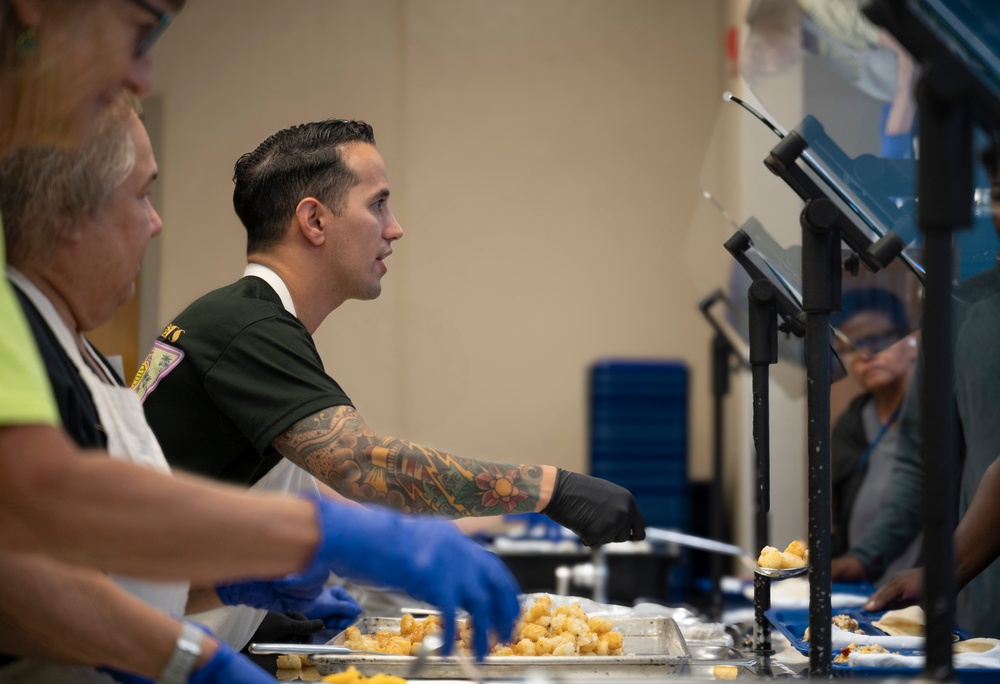 Sailors Serve Breakfast at The Banquet During Sioux Falls Navy Week