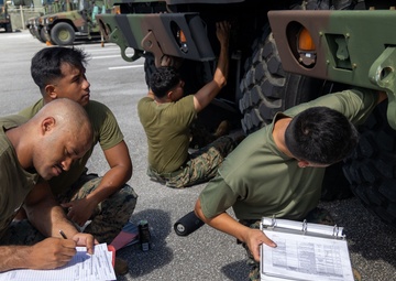 5th ANGLICO conducts preventative maintenance checks and services on vehicles