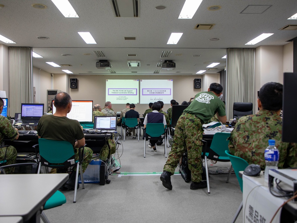 The Trilateral morning meeting at Camp Asaka, Japan, Aug. 21, 2025.