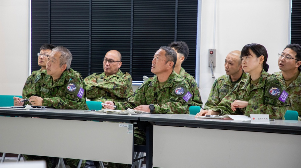 The Trilateral morning meeting at Camp Asaka, Japan, Aug. 21, 2025.