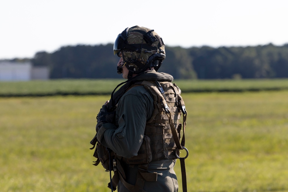 U.S. Marines with Marine Heavy Helicopter Squadron (HMH) 461 transport F-35B Lightning II to Marine Corps Air Station Beaufort for permanent static display