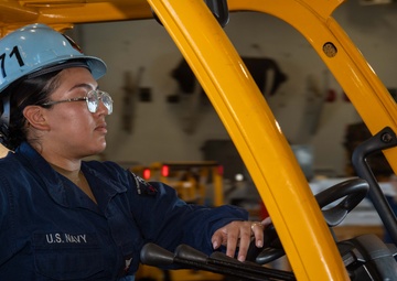 USS Theore Roosevelt Forklift Operations
