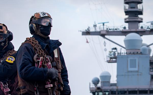 USS Gerald R. Ford (CVN 78) Sailors Observe Flight Operations