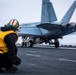 USS Gerald R. Ford (CVN 78) Sailor Observes Super Hornet Launch