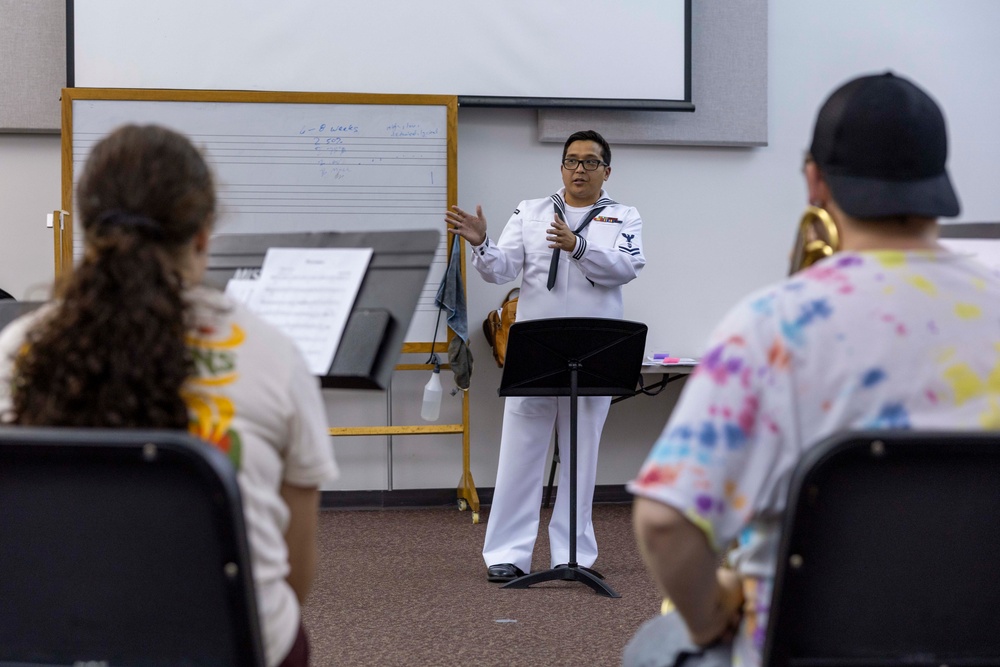 Navy Band Great Lakes Speaks to Trombone Master Class at Missouri State University During Springfield-Branson Navy Week
