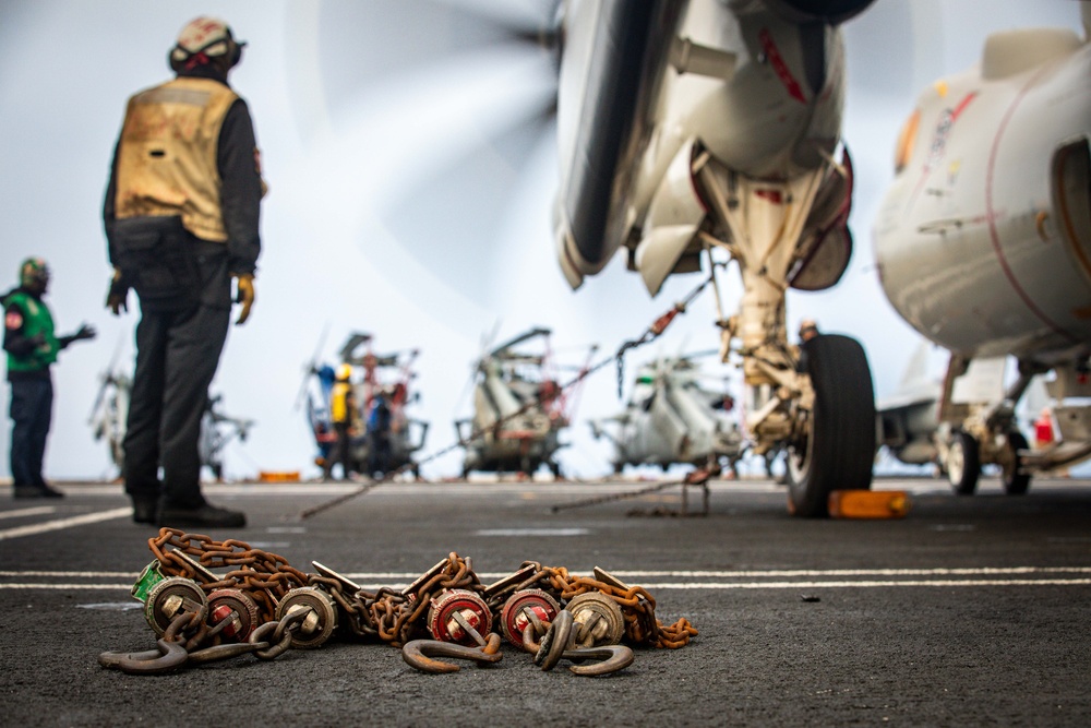 VAW-124 Sailors Conduct Post-Flight Checks