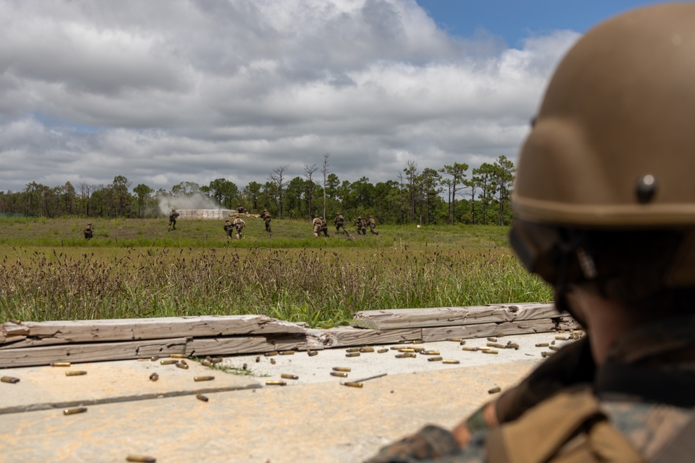 Marines with Infantry Unit Leaders Course participate in a combined arms live fire exercise