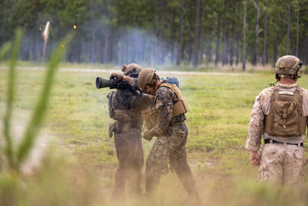 Marines with Infantry Unit Leaders Course participate in a combined arms live fire exercise