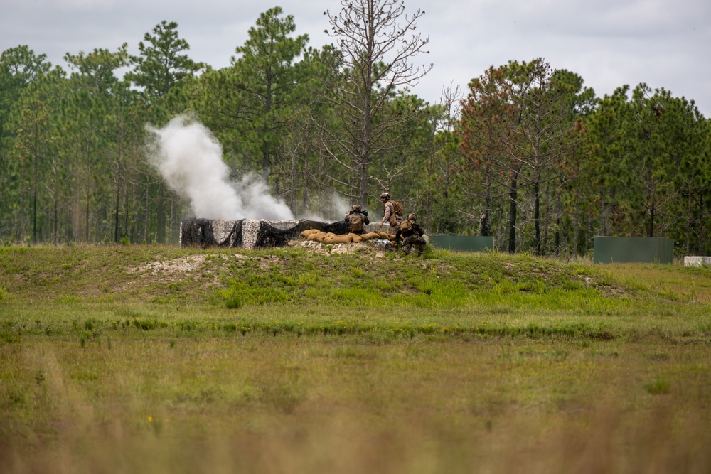 Marines with Infantry Unit Leaders Course participate in a combined arms live fire exercise