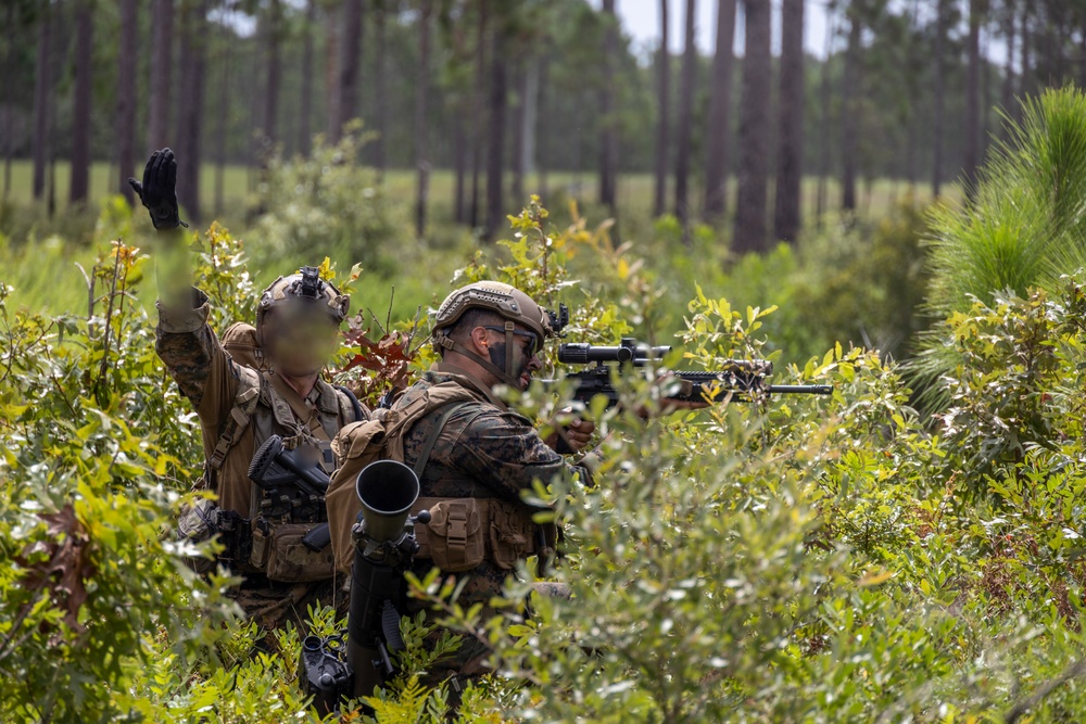 Marines with Infantry Unit Leaders Course participate in a combined arms live fire exercise
