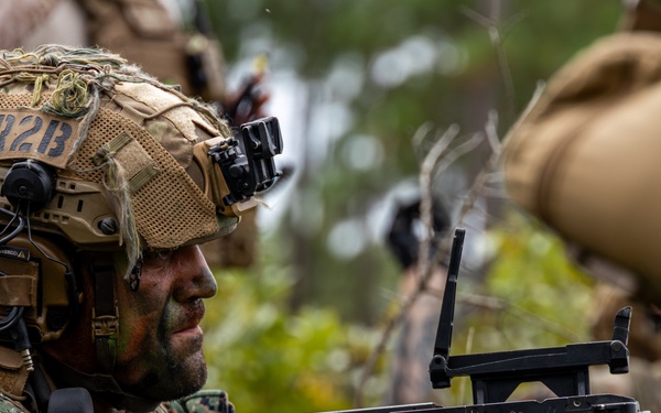 Marines with Infantry Unit Leaders Course participate in a combined arms live fire exercise