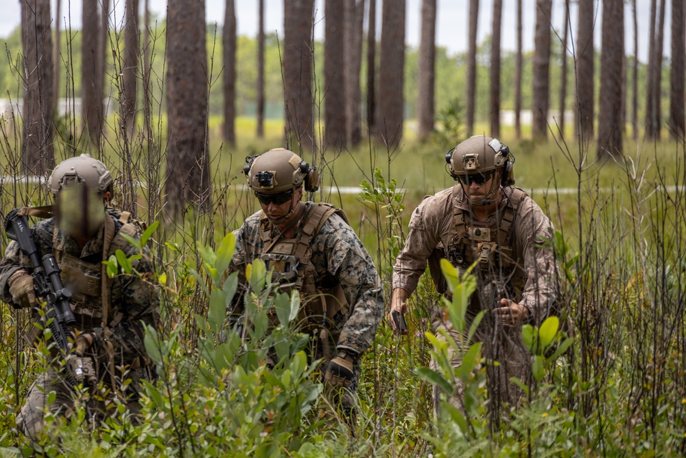 Marines with Infantry Unit Leaders Course participate in a combined arms live fire exercise