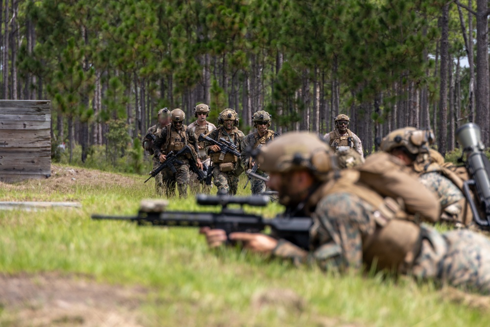 Marines with Infantry Unit Leaders Course participate in a combined arms live fire exercise