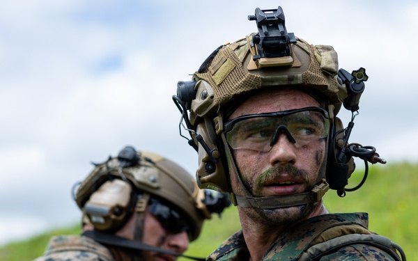 Marines with Infantry Unit Leaders Course participate in a combined arms live fire exercise
