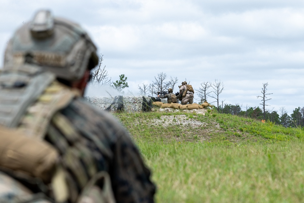 Marines with Infantry Unit Leaders Course participate in a combined arms live fire exercise