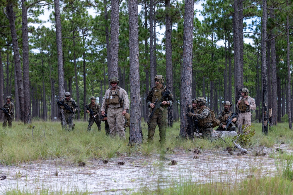Marines with Infantry Unit Leaders Course participate in a combined arms live fire exercise