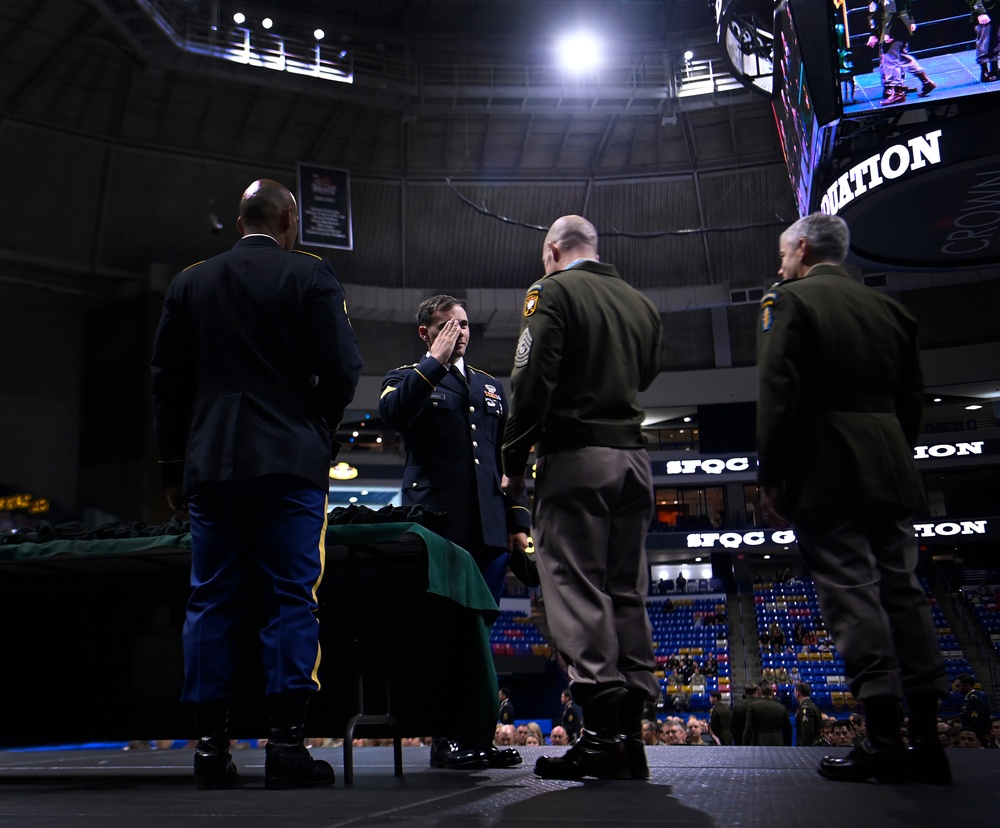 Soldiers Don Green Beret During Special Forces Graduation