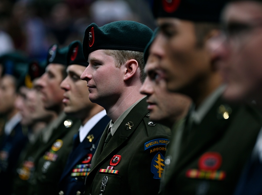 Soldiers Don Green Beret During Special Forces Graduation