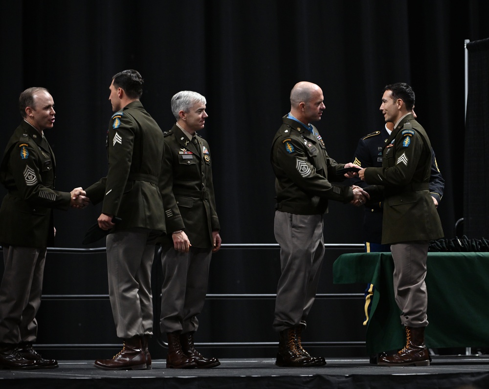 Soldiers Don Green Beret During Special Forces Graduation