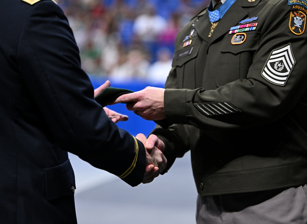 Soldiers Don Green Beret During Special Forces Graduation