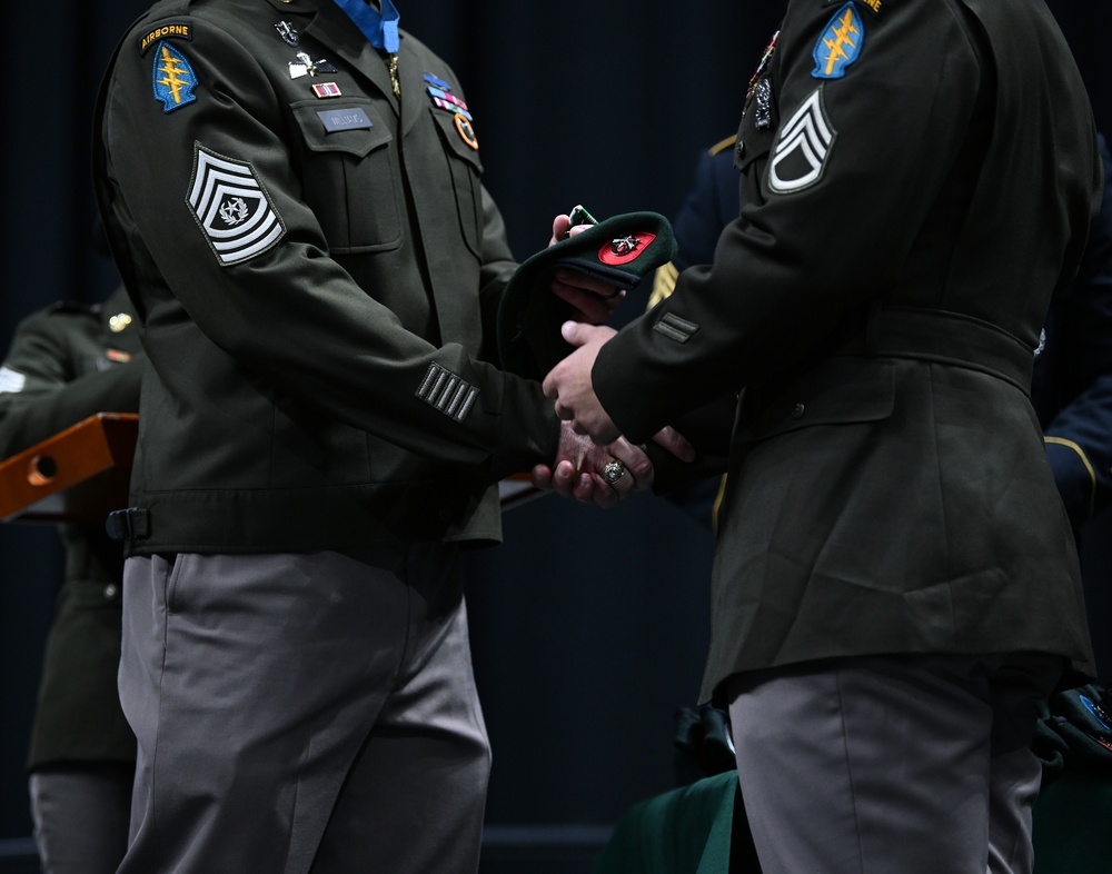 Soldiers Don Green Beret During Special Forces Graduation