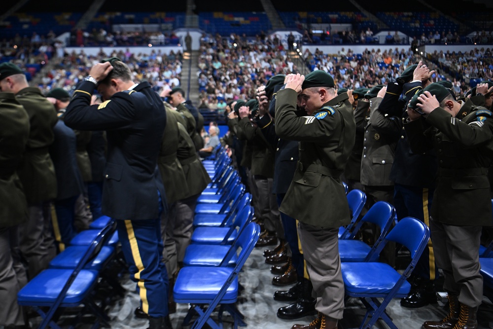 Soldiers Don Green Beret During Special Forces Graduation