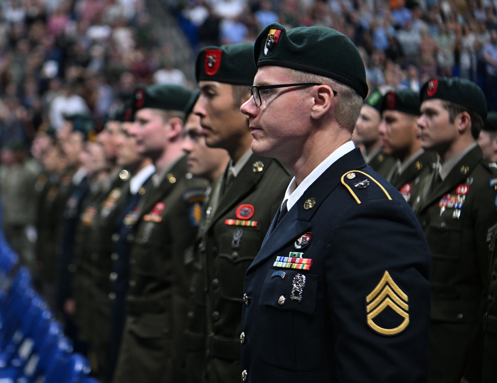 Soldiers Don Green Beret During Special Forces Graduation