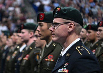 Soldiers Don Green Beret During Special Forces Graduation