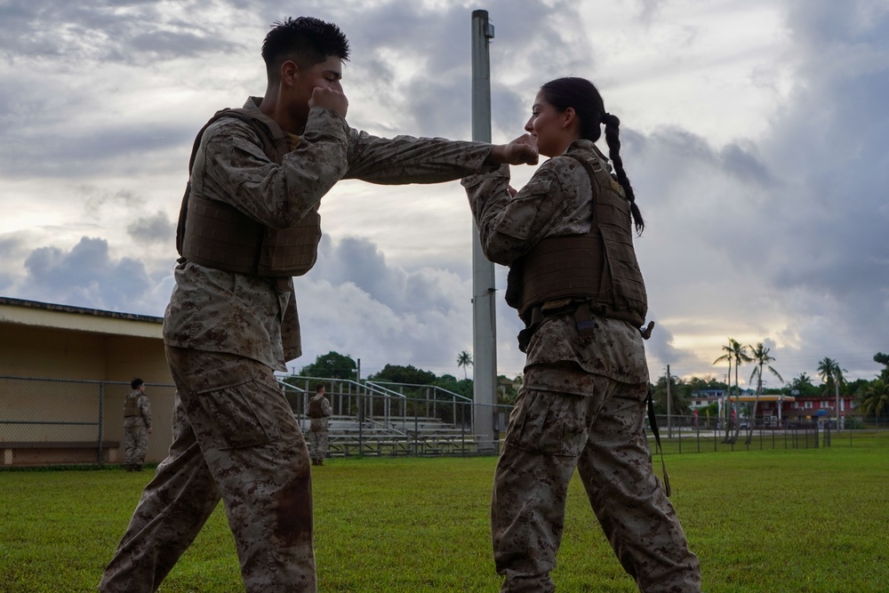 Camp Blaz Marines participate in a MCMAP grey belt test