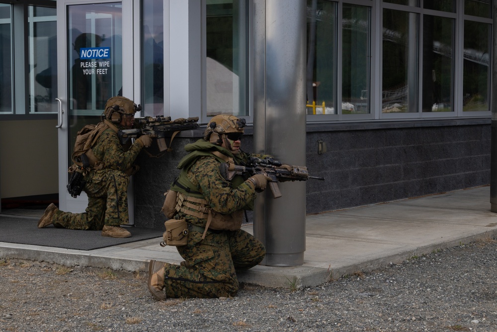 U.S. Marines with 3rd Bn., 4th Marines, U.S. Coast Guardsmen with PSU 113 conduct amphibious raid during ARCTIC EDGE 2025